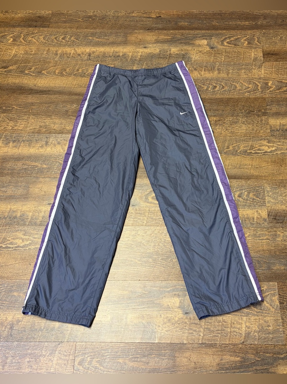 Vintage Nike Jersey Lined Windbreaker Track Pants Womens Small Gray Ankle Zip